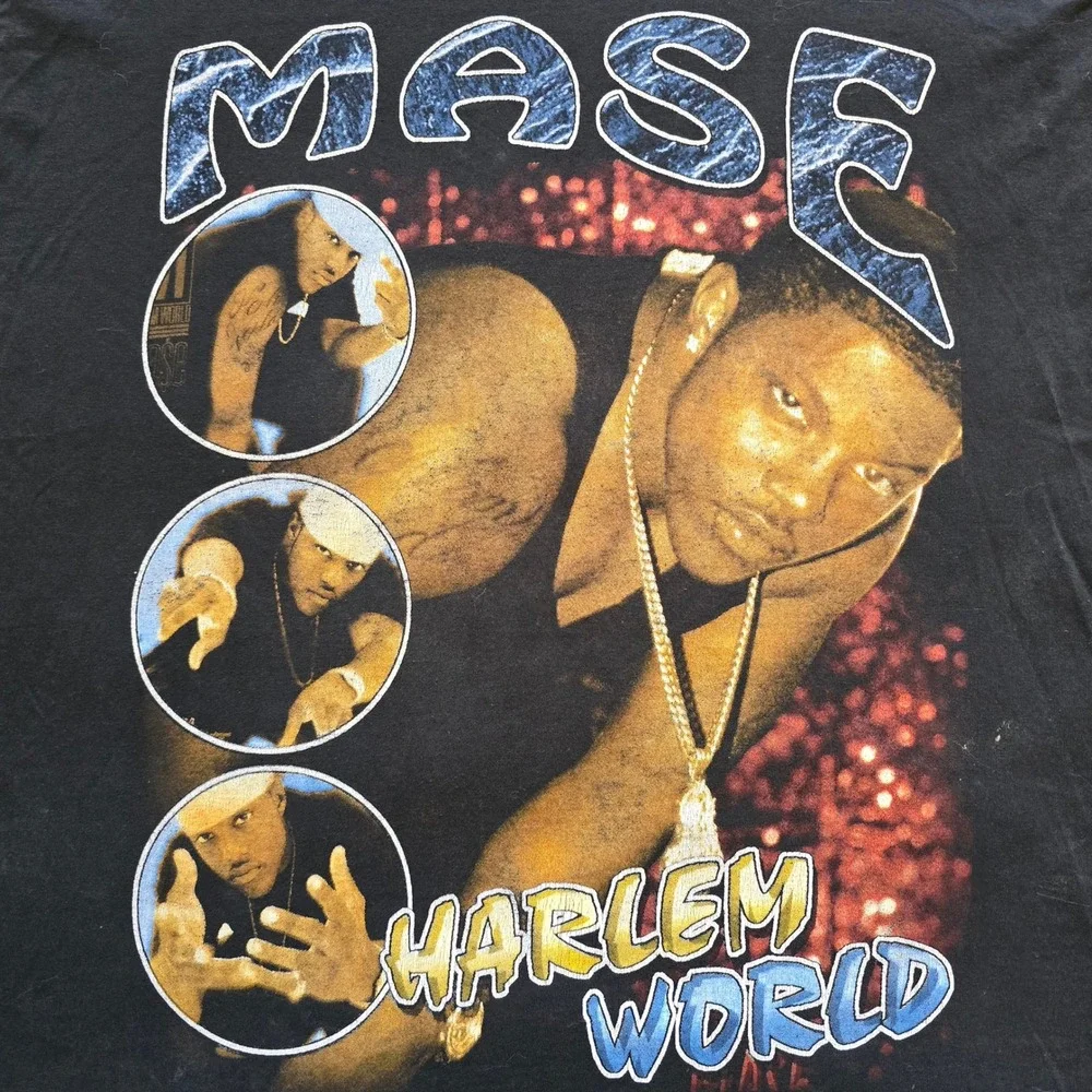 Vintage 1990s Mase x Puff Daddy Harlem World Feel So Good Faded Black Rap Tee